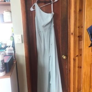 David’s Bridal Dusty Sage bridesmaid dress